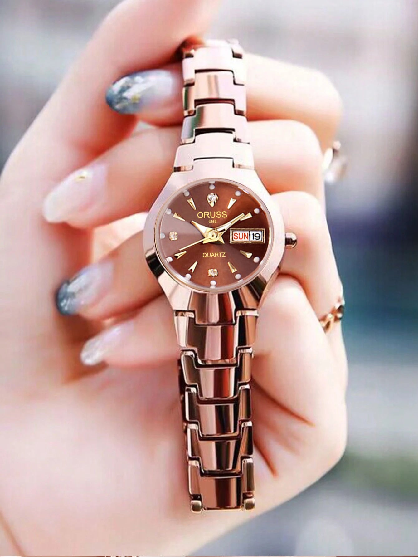 ORUSS Relogio Feminino Couple Watch Men Quartz watch for Lovers Luxury Womens wristwatch Week Display Stainless Steel Waterproof