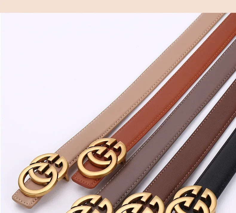 Women's Casual Denim Buckle Decorative Waistband for Students Top Quality Leather Belt Versatile Simple Style Female Accessories