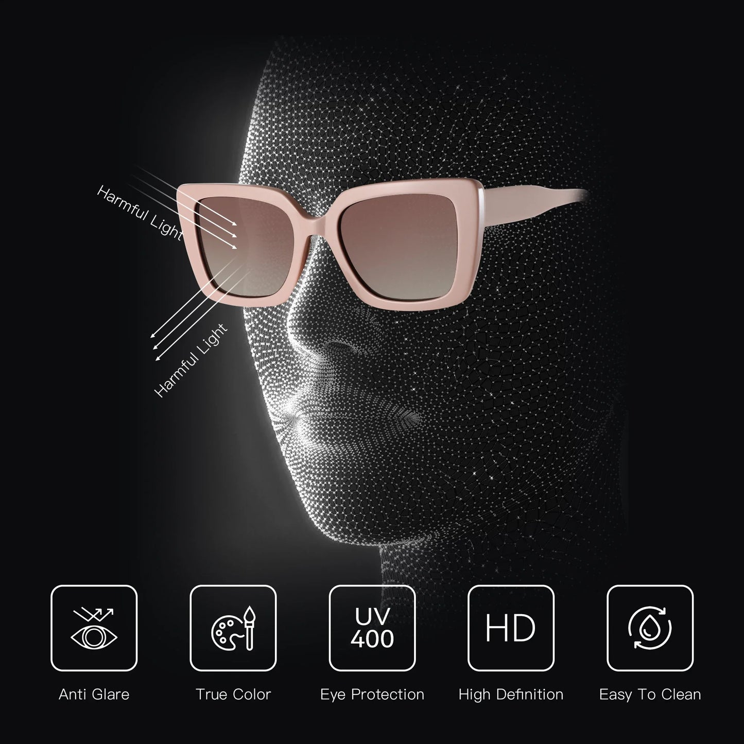 ZENOTTIC 2025 Square Polarized Sunglasses Women Thick Frame UV400 Protection Acetate Sun Glasses for Ladies Shopping Gift