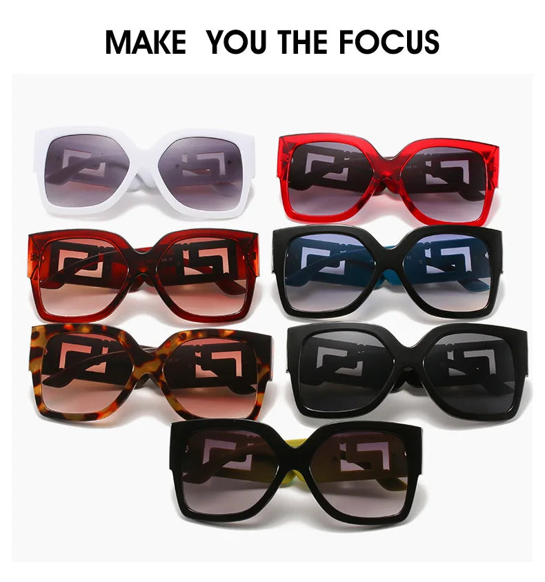 Luxury Brand Design Oversized Women's Sunglasses ,Stylish Elegant Commuting Sunglasses ,Square Retro Gradient Tone Sunglasses.