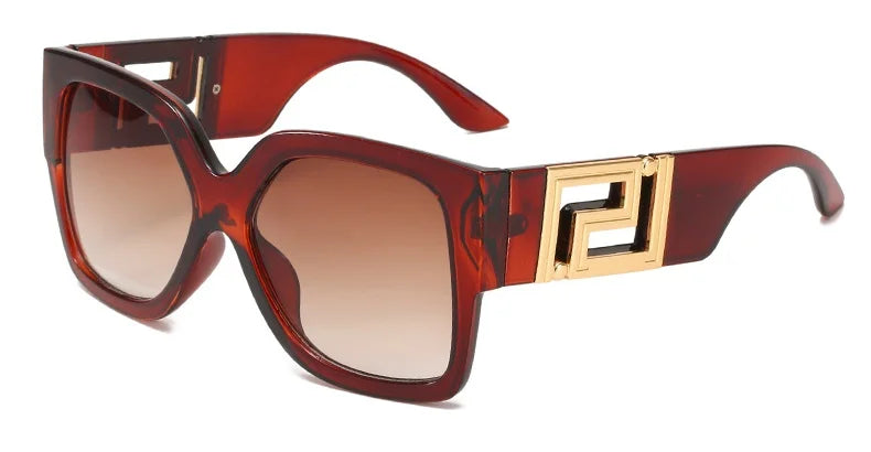 Luxury Brand Design Oversized Women's Sunglasses ,Stylish Elegant Commuting Sunglasses ,Square Retro Gradient Tone Sunglasses.
