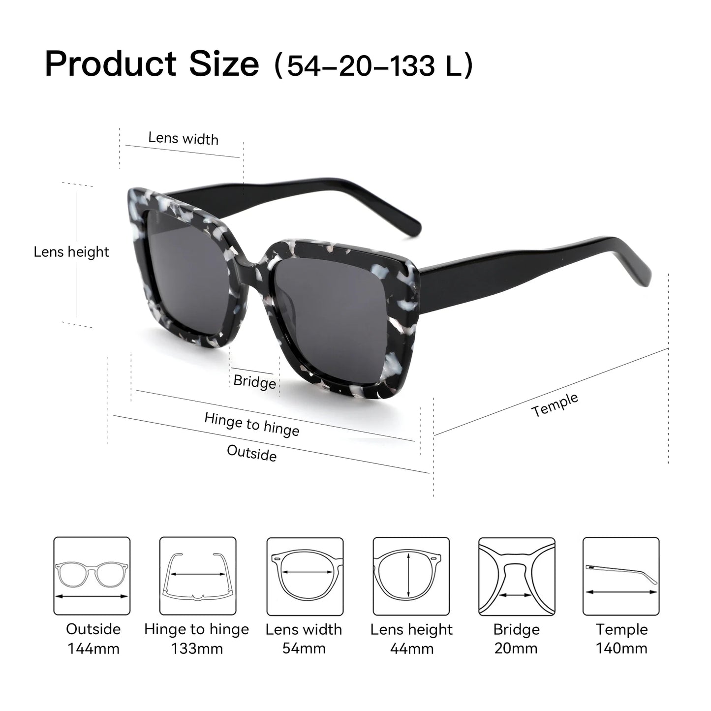 ZENOTTIC 2025 Square Polarized Sunglasses Women Thick Frame UV400 Protection Acetate Sun Glasses for Ladies Shopping Gift