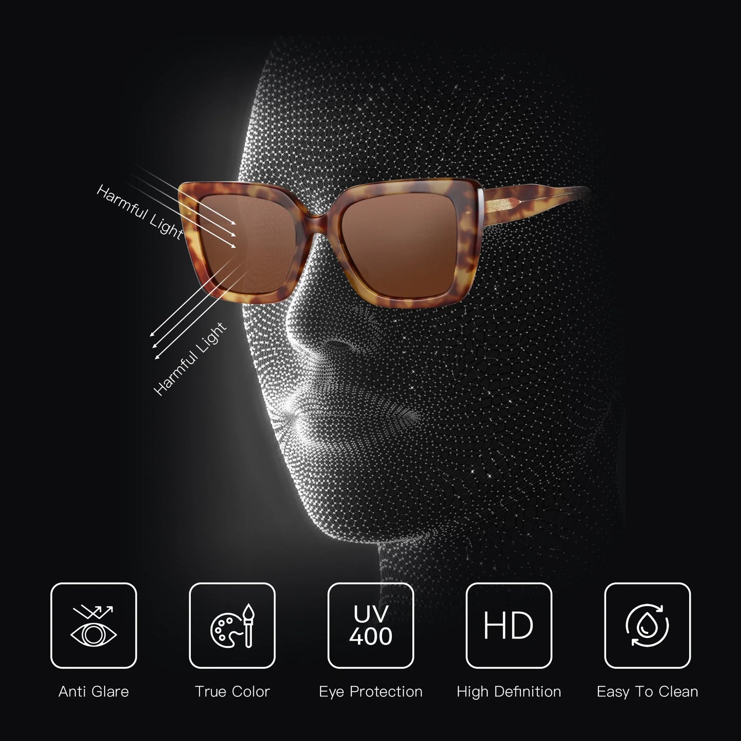 ZENOTTIC 2025 Square Polarized Sunglasses Women Thick Frame UV400 Protection Acetate Sun Glasses for Ladies Shopping Gift