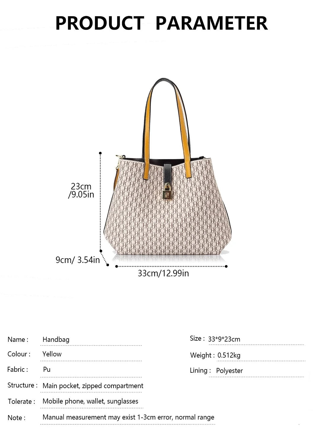 CH Premium Versatile Leather Crossbody Bag Ladies Large Capacity Daily Commuter Tote Bag Letter Print Design Ladies Fashion