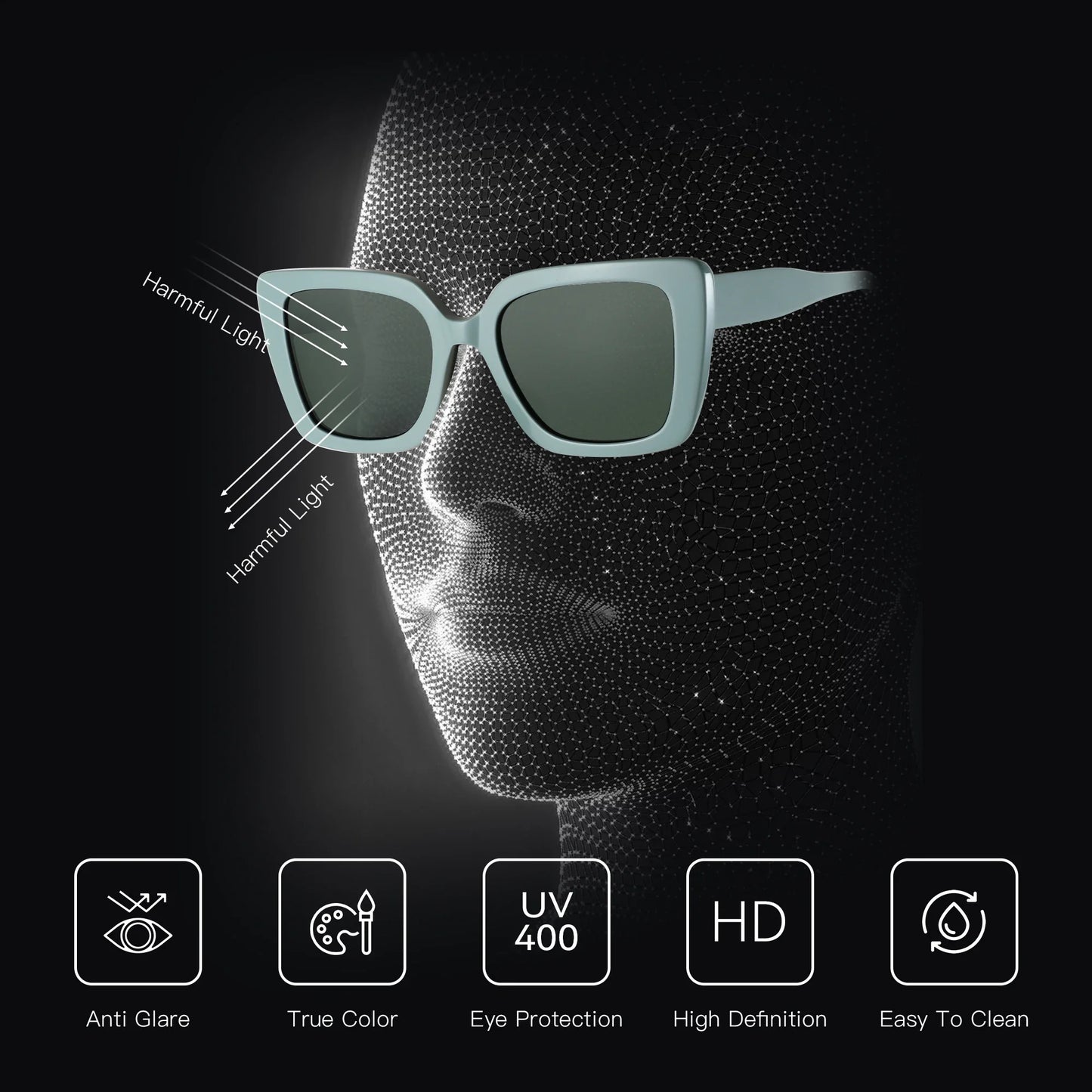 ZENOTTIC 2025 Square Polarized Sunglasses Women Thick Frame UV400 Protection Acetate Sun Glasses for Ladies Shopping Gift