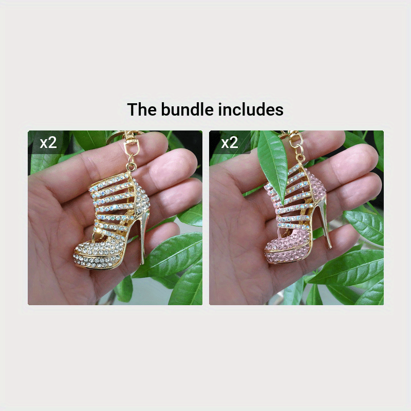 Chic Rhinestone High Heel Keychain - Alloy Metal, Lobster Clasp, Perfect for Bags & Car Decor, Ideal Valentine's Gift