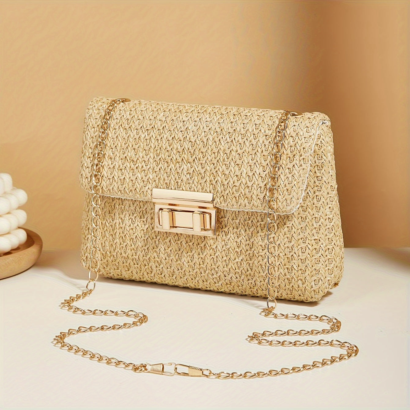 Stylish Woven Shoulder Bag - Crossbody Bags with Chain Strap