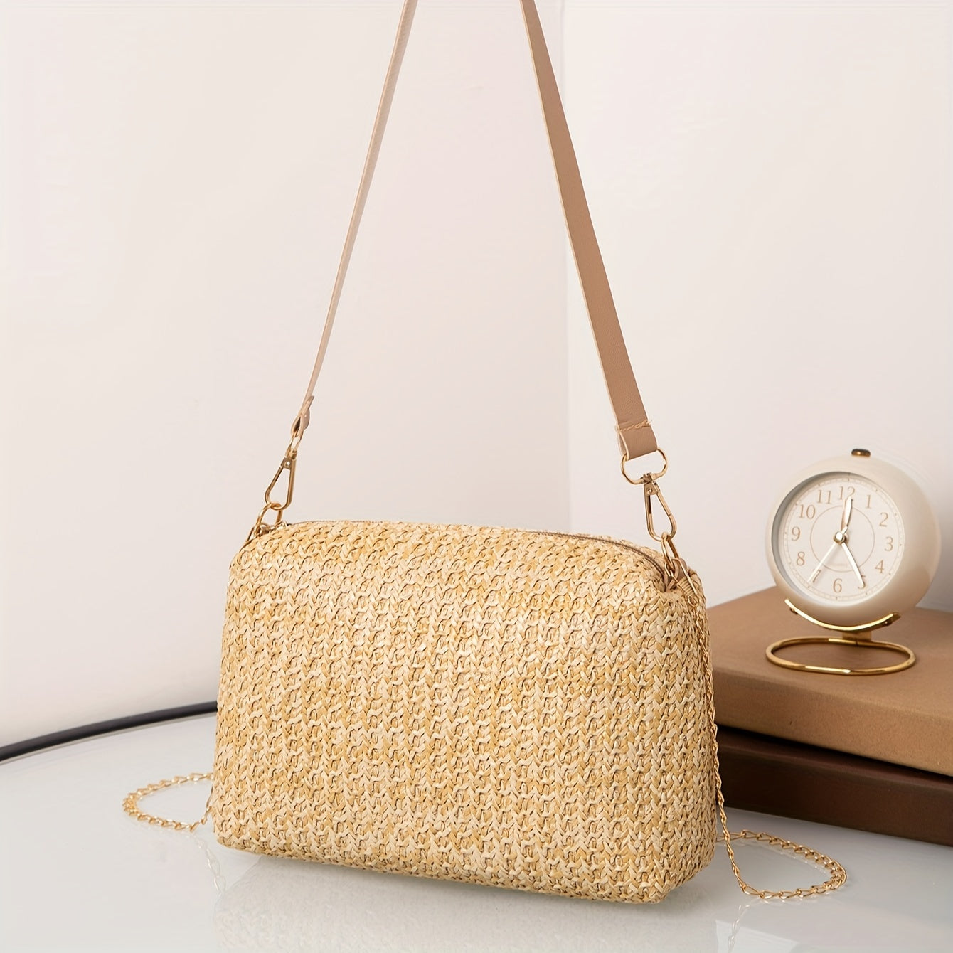 Stylish Woven Shoulder Bag - Crossbody Bags with Chain Strap