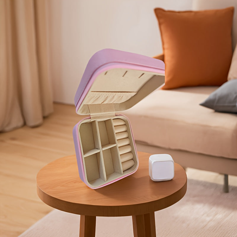 Simple Mini Portable Jewelry Box, Travel Storage Case, Multifunctional Organizer