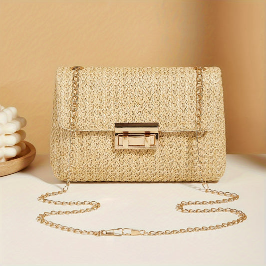 Stylish Woven Shoulder Bag - Crossbody Bags with Chain Strap
