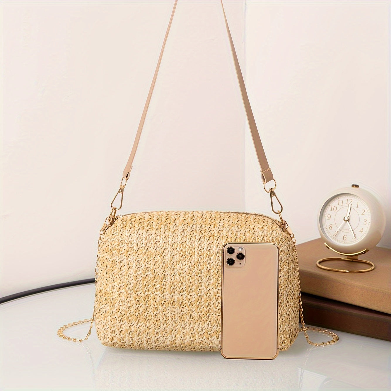 Stylish Woven Shoulder Bag - Crossbody Bags with Chain Strap