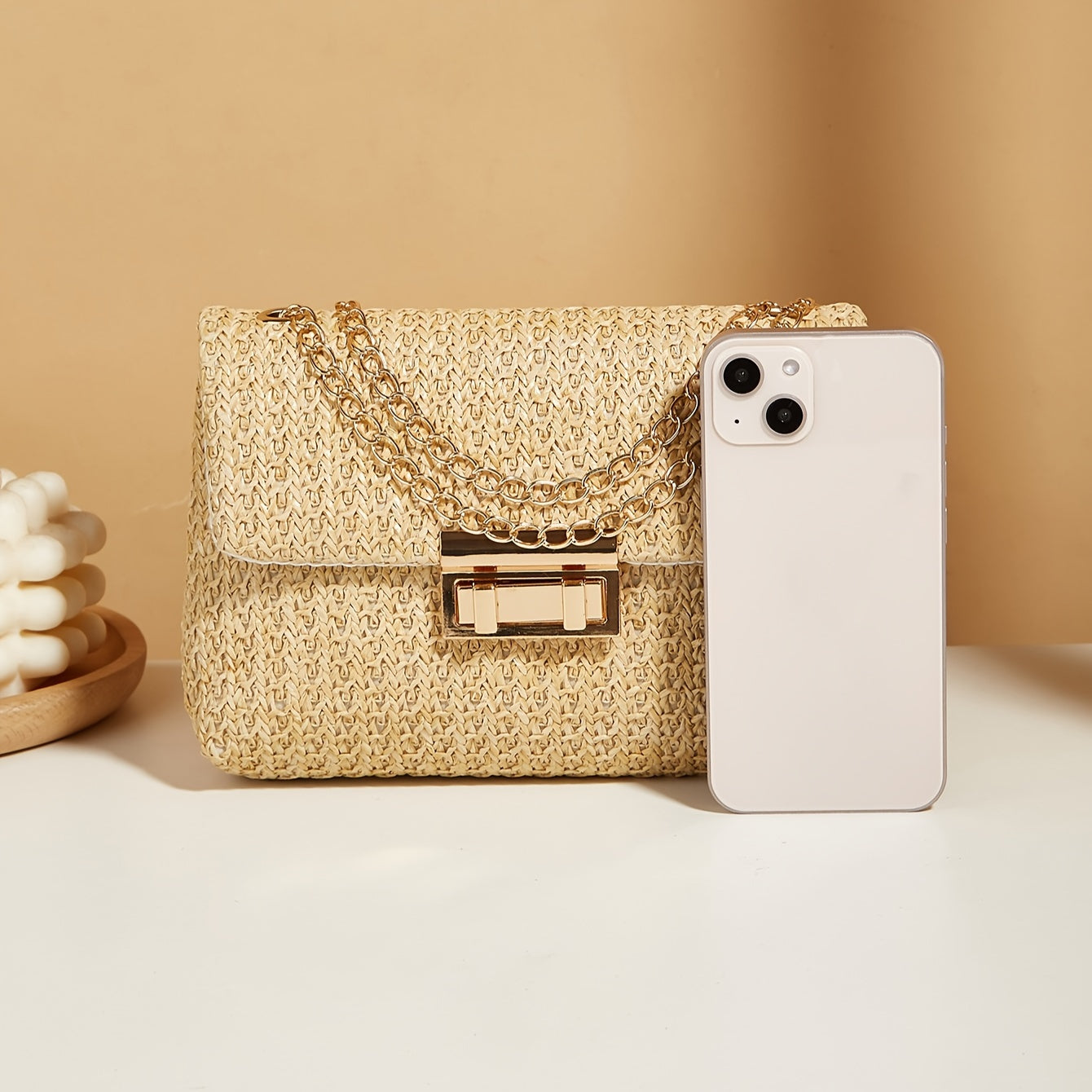 Stylish Woven Shoulder Bag - Crossbody Bags with Chain Strap