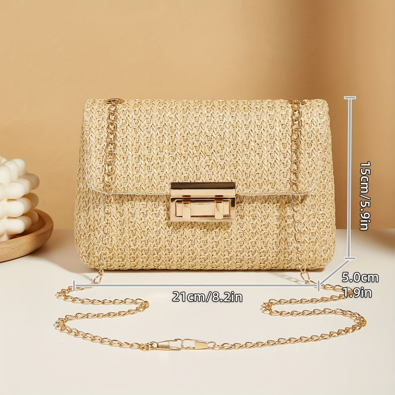 Stylish Woven Shoulder Bag - Crossbody Bags with Chain Strap