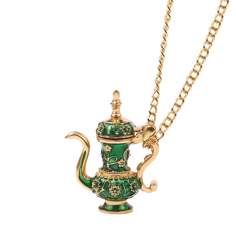 Boho Hand Made Tea Cup Necklace Pendant Woman Collier Sweater Chain Clothing Accessories Long Necklace Enamel Collane Jewelry