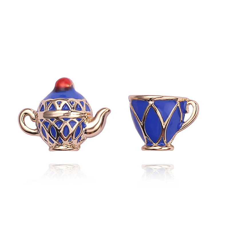 Boho Hand Made Tea Cup Necklace Pendant Woman Collier Sweater Chain Clothing Accessories Long Necklace Enamel Collane Jewelry