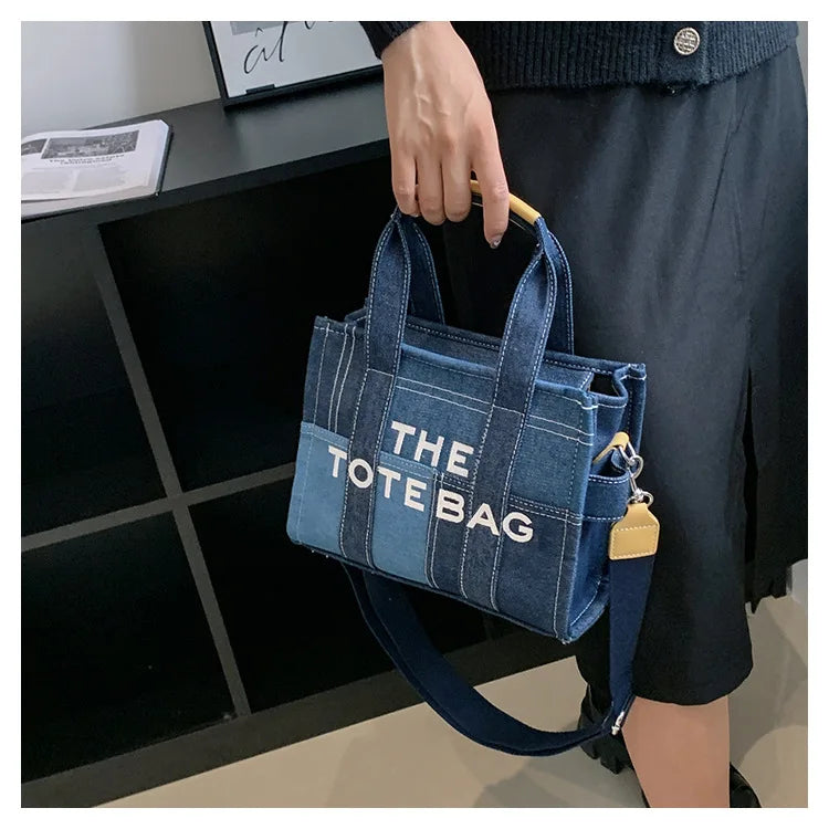 Fashion Popular Women's Tote Bag Trend Brand Denim Embroidery Crossbody Bag Classic Elegant Shoulder Bag Designer Luxury Handbag