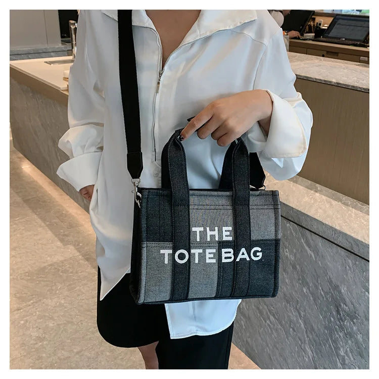 Fashion Popular Women's Tote Bag Trend Brand Denim Embroidery Crossbody Bag Classic Elegant Shoulder Bag Designer Luxury Handbag