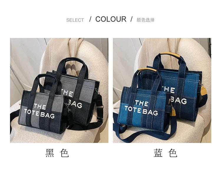 Fashion Popular Women's Tote Bag Trend Brand Denim Embroidery Crossbody Bag Classic Elegant Shoulder Bag Designer Luxury Handbag