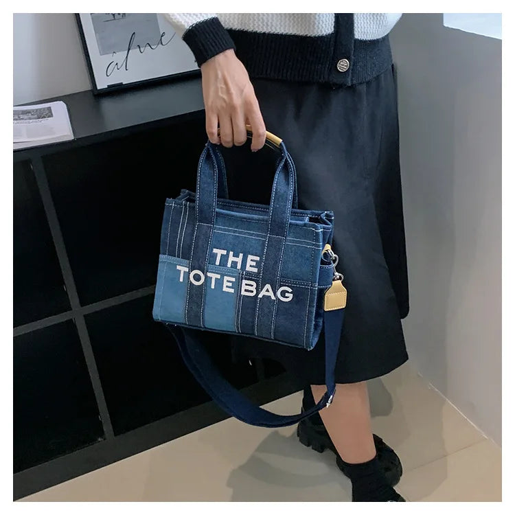 Fashion Popular Women's Tote Bag Trend Brand Denim Embroidery Crossbody Bag Classic Elegant Shoulder Bag Designer Luxury Handbag