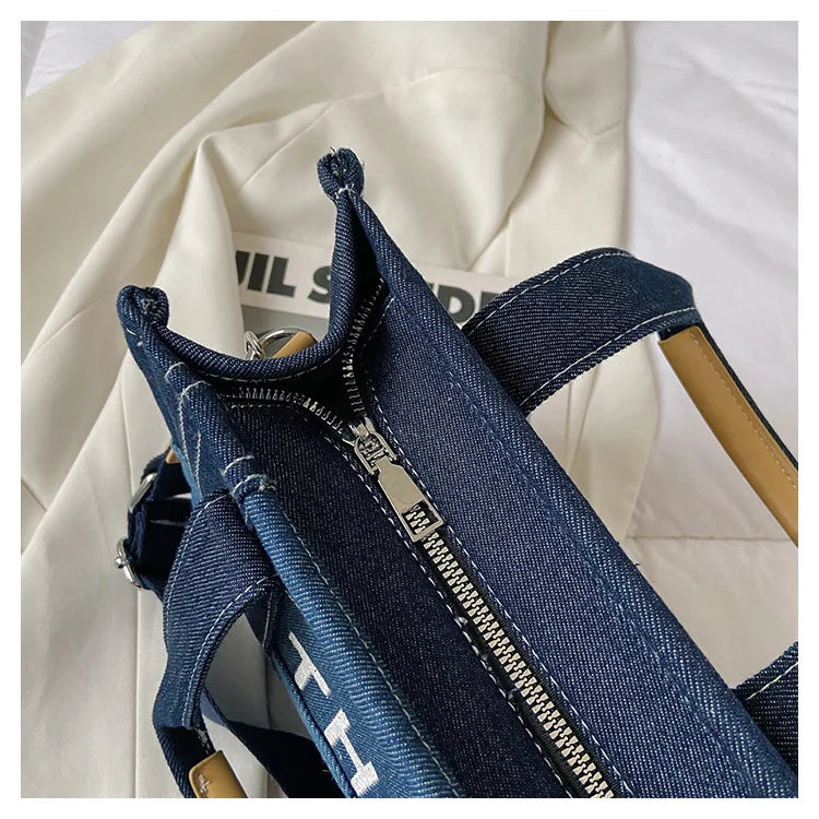 Fashion Popular Women's Tote Bag Trend Brand Denim Embroidery Crossbody Bag Classic Elegant Shoulder Bag Designer Luxury Handbag