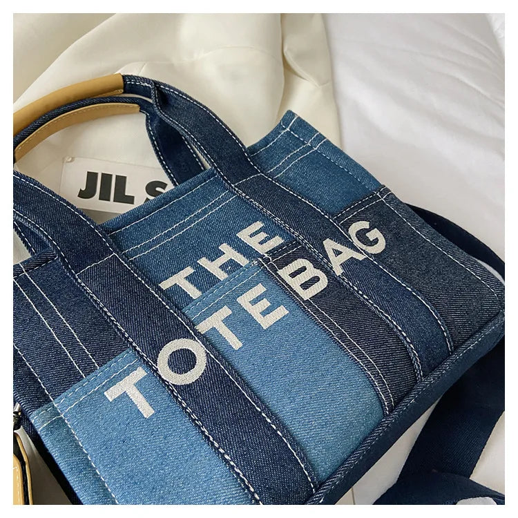 Fashion Popular Women's Tote Bag Trend Brand Denim Embroidery Crossbody Bag Classic Elegant Shoulder Bag Designer Luxury Handbag
