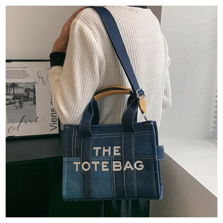 Fashion Popular Women's Tote Bag Trend Brand Denim Embroidery Crossbody Bag Classic Elegant Shoulder Bag Designer Luxury Handbag