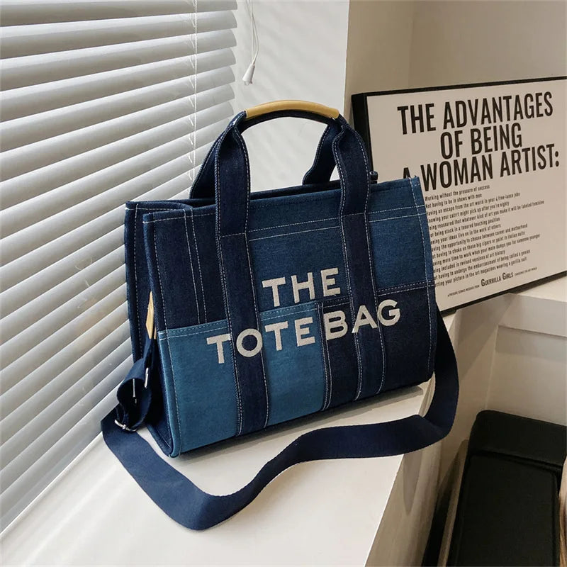 Fashion Popular Women's Tote Bag Trend Brand Denim Embroidery Crossbody Bag Classic Elegant Shoulder Bag Designer Luxury Handbag
