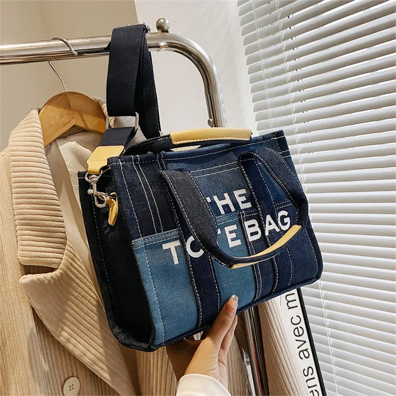 Fashion Popular Women's Tote Bag Trend Brand Denim Embroidery Crossbody Bag Classic Elegant Shoulder Bag Designer Luxury Handbag