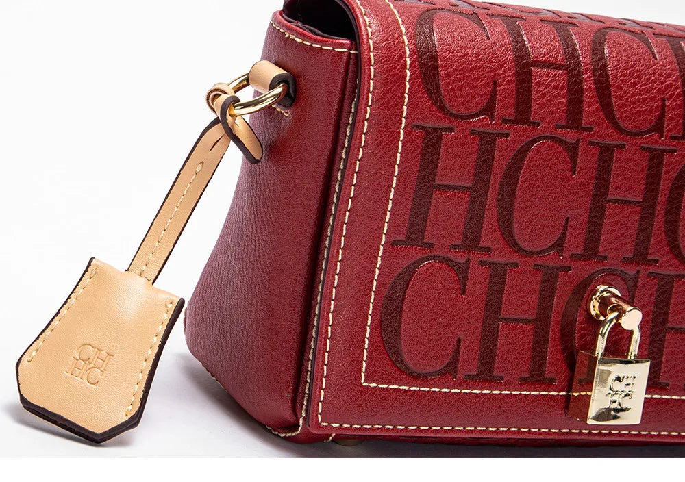 CH Fashion Design Model Metal Accessories Buckle Women's Shoulder Bag Luxury Brand 2025 Fashion Solid Colour Printed Head Bag