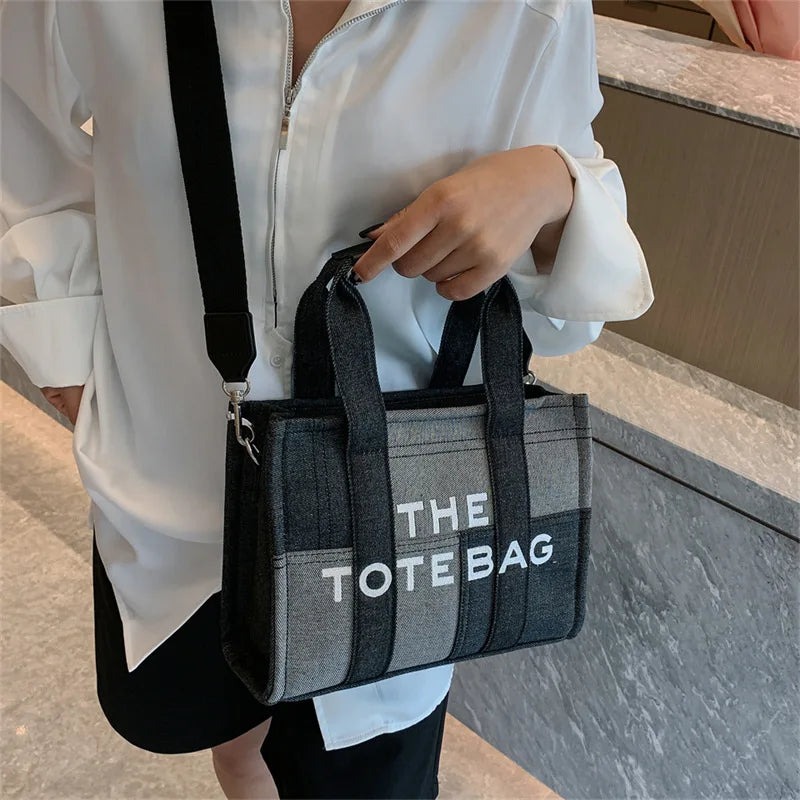 Fashion Popular Women's Tote Bag Trend Brand Denim Embroidery Crossbody Bag Classic Elegant Shoulder Bag Designer Luxury Handbag