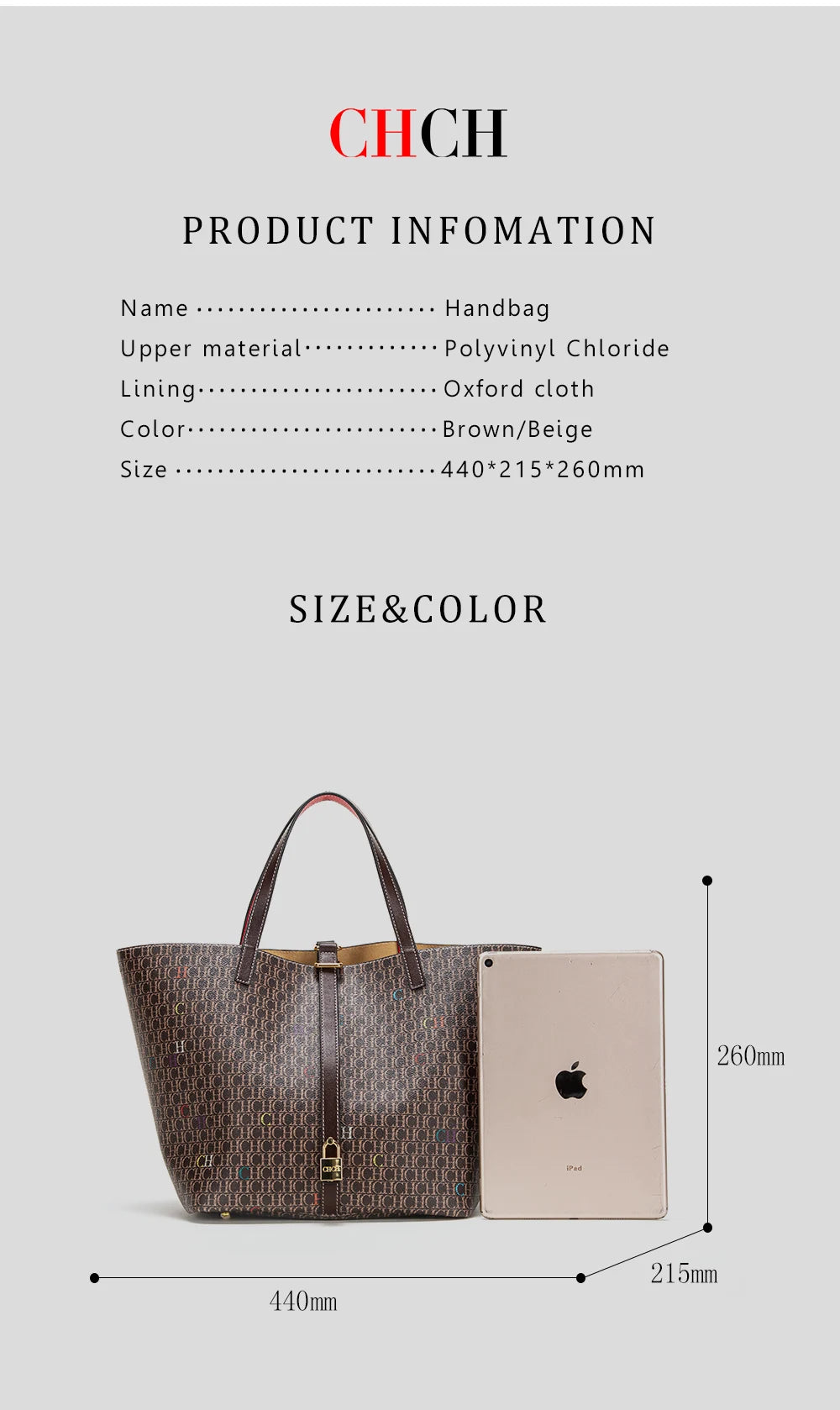 Classic Style Women's Large-capacity Handbag Letters