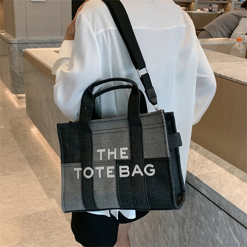 Fashion Popular Women's Tote Bag Trend Brand Denim Embroidery Crossbody Bag Classic Elegant Shoulder Bag Designer Luxury Handbag