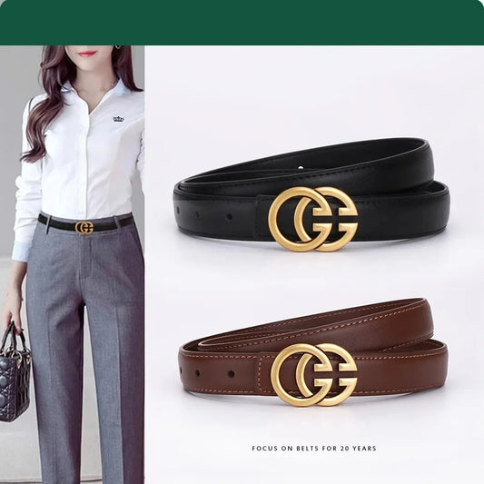 Women's Casual Denim Buckle Decorative Waistband for Students Top Quality Leather Belt Versatile Simple Style Female Accessories