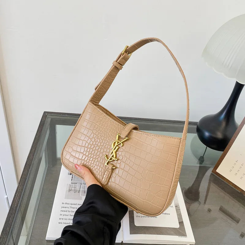 Fashion Stone Pattern Baguette Bag Is Popular This Year, Women's Fashion Trend PU Handbag Casual Shoulder Armpit Bag
