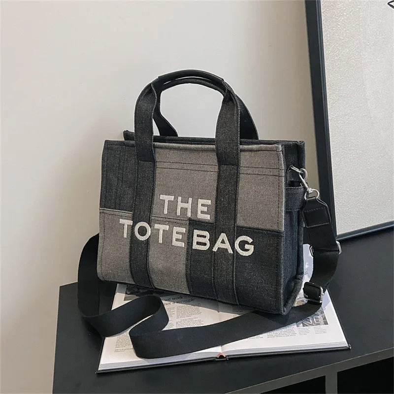 Fashion Popular Women's Tote Bag Trend Brand Denim Embroidery Crossbody Bag Classic Elegant Shoulder Bag Designer Luxury Handbag