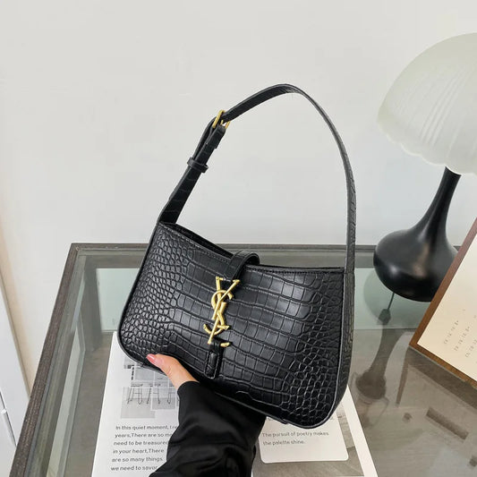 Fashion Stone Pattern Baguette Bag Is Popular This Year, Women's Fashion Trend PU Handbag Casual Shoulder Armpit Bag
