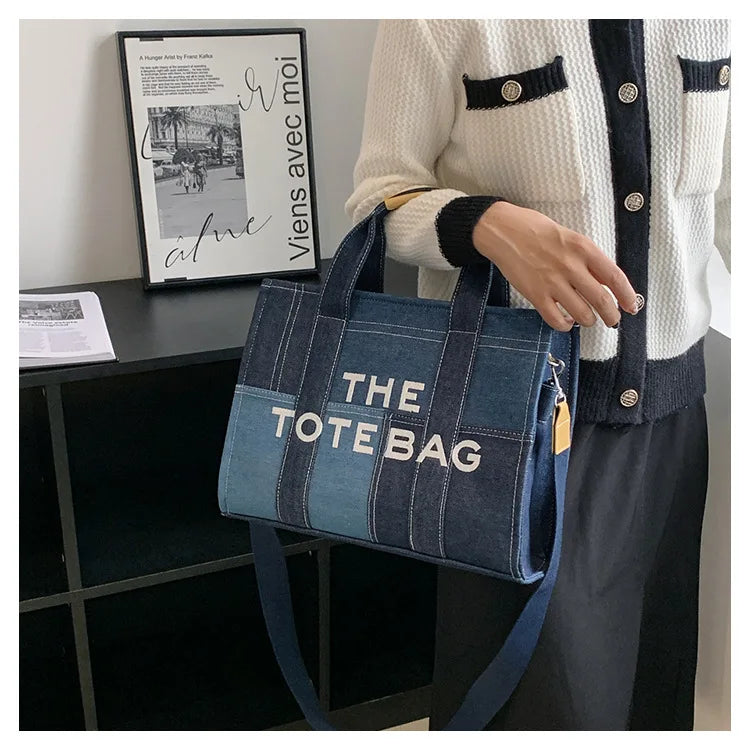 Fashion Popular Women's Tote Bag Trend Brand Denim Embroidery Crossbody Bag Classic Elegant Shoulder Bag Designer Luxury Handbag