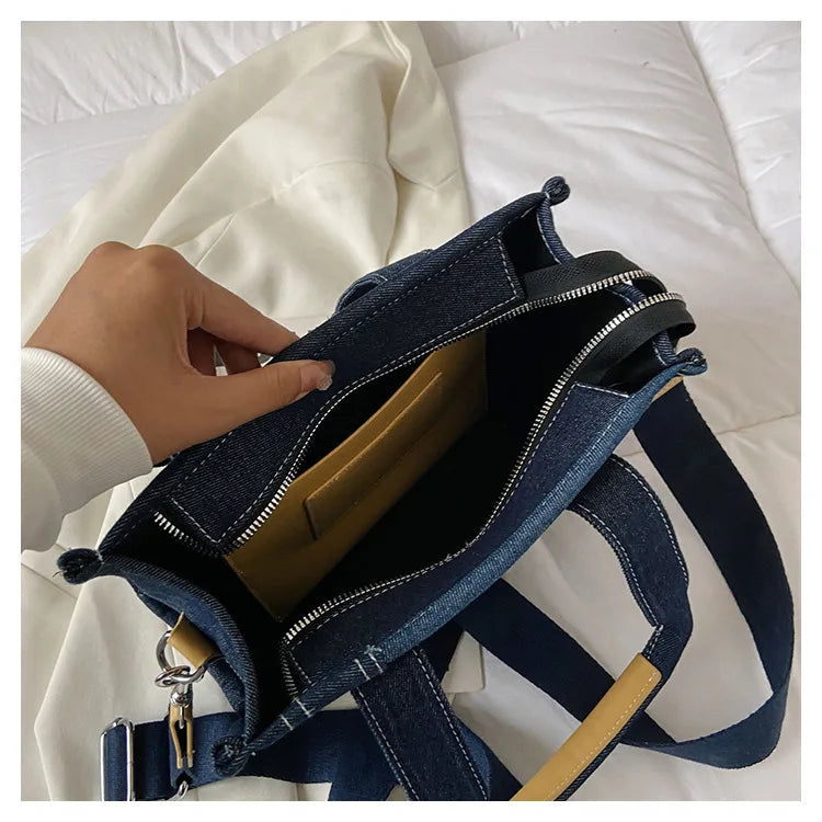 Fashion Popular Women's Tote Bag Trend Brand Denim Embroidery Crossbody Bag Classic Elegant Shoulder Bag Designer Luxury Handbag
