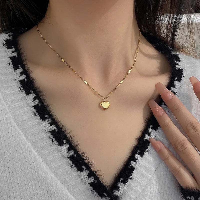 Hot Selling Accessories Fashionable Hip Hop Long Sweater Chain Necklace Women s Simple Double Layer Love Pendant Necklace