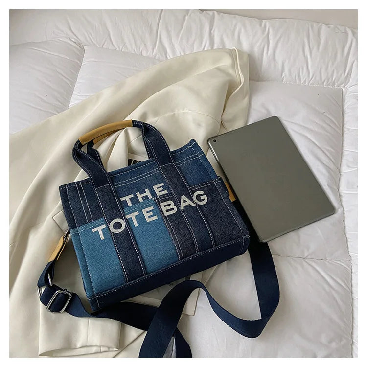 Fashion Popular Women's Tote Bag Trend Brand Denim Embroidery Crossbody Bag Classic Elegant Shoulder Bag Designer Luxury Handbag