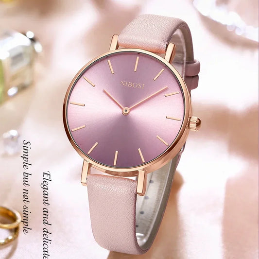 NIBOSI 2025 Watch Women Fashion Casual Leather Belt Watches Simple Ladies Round Dial Quartz Wristwatches Dress Relogio Feminino