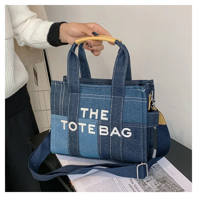 Fashion Popular Women's Tote Bag Trend Brand Denim Embroidery Crossbody Bag Classic Elegant Shoulder Bag Designer Luxury Handbag