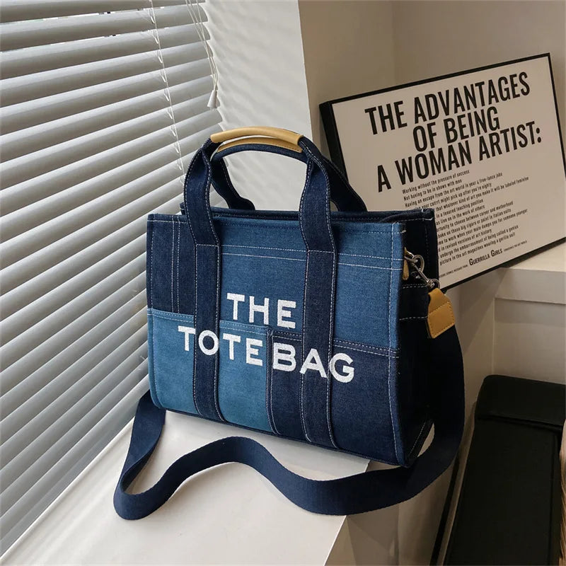 Fashion Popular Women's Tote Bag Trend Brand Denim Embroidery Crossbody Bag Classic Elegant Shoulder Bag Designer Luxury Handbag