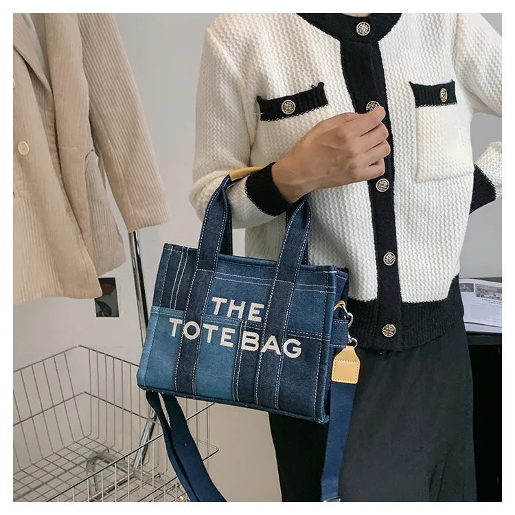 Fashion Popular Women's Tote Bag Trend Brand Denim Embroidery Crossbody Bag Classic Elegant Shoulder Bag Designer Luxury Handbag