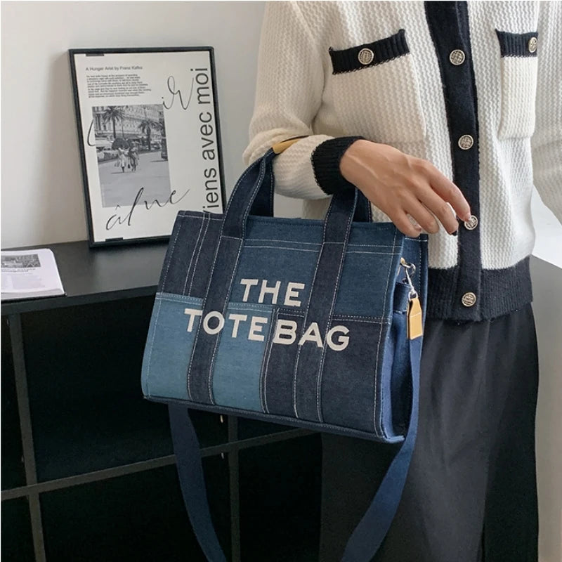 Fashion Popular Women's Tote Bag Trend Brand Denim Embroidery Crossbody Bag Classic Elegant Shoulder Bag Designer Luxury Handbag