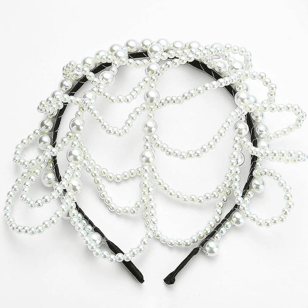 Fashion Pearls Hair Bands Accessories Headdress Elegant Luxury Bridal Crown Women Jewelry Hoop Daily Tassel Hairwear Accessories