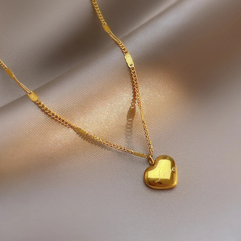 Hot Selling Accessories Fashionable Hip Hop Long Sweater Chain Necklace Women s Simple Double Layer Love Pendant Necklace