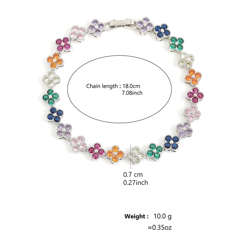Exquisite, Cute, Sweet, Sparkling Crystal Jewelry Gift Piece, Rainbow Colored Lilac Zircon Bracelet, Fashionable Charm, Gorgeous