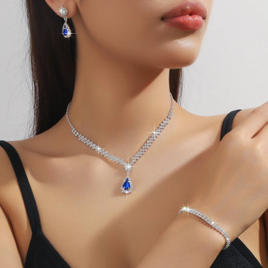 4 Pieces Of Women's Wedding Accessories, Earrings, Necklaces, Bracelets, Bridal Jewelry Sets, Banquet And Party Accessories-8071