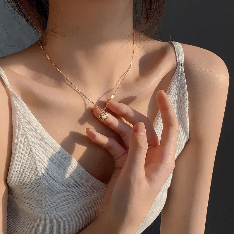 Hot Selling Accessories Fashionable Hip Hop Long Sweater Chain Necklace Women s Simple Double Layer Love Pendant Necklace